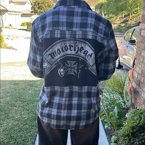 Motorhead Upcycled Flannel Shirt Unisex Size Medium M